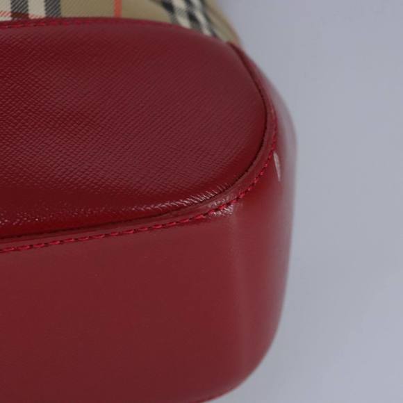 BURBERRY Nova Check Tote Bag Canvas Leather Beige Red Auth 100281 - Picture 16 of 16
